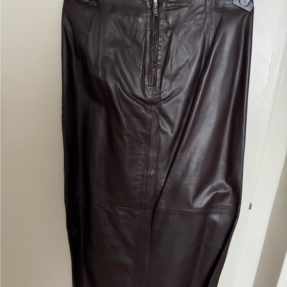 Zara Dark Brown Leather Pencil Skirt - Picture 12 of 13